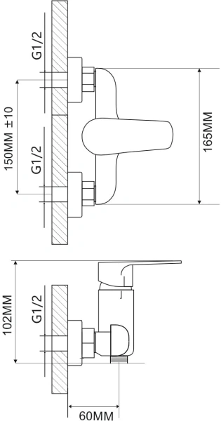 Смеситель для душевой Ammore  душевая лейка шланг белый/матовый D-Lin (арт. A6003-C)