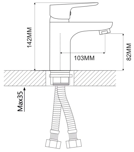 Смеситель для ванны Ammore однорычажный плоский серебристый/хром D-Lin (арт. A1002)