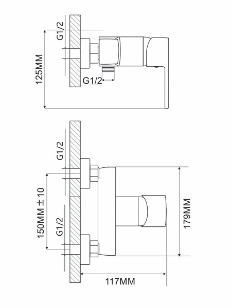 Смеситель для душевой Ammore  душевая лейка шланг серебристый /хром D-Lin (арт. A6001)