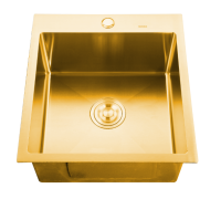 Изображение Мойка врезная 3,0мм Feinise 44х44 золото глубина 200мм в комплекте коландер раздвижной FEINISE (арт. CS4444J)

