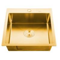 Изображение Мойка врезная 3,0мм Feinise 50х43 золото глубина 200мм в комплекте коландер раздвижной FEINISE (арт. CS5043J)
