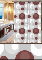 Изображение Штора для ванной 180х180 см серо-коричневые шарики на сером фоне FASHUN (арт. A8809)
