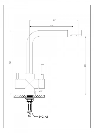 Смеситель для кухни Feinise на гайке для фильтра питьевой воды высокий излив черный FEINISE (арт. S9033-8)